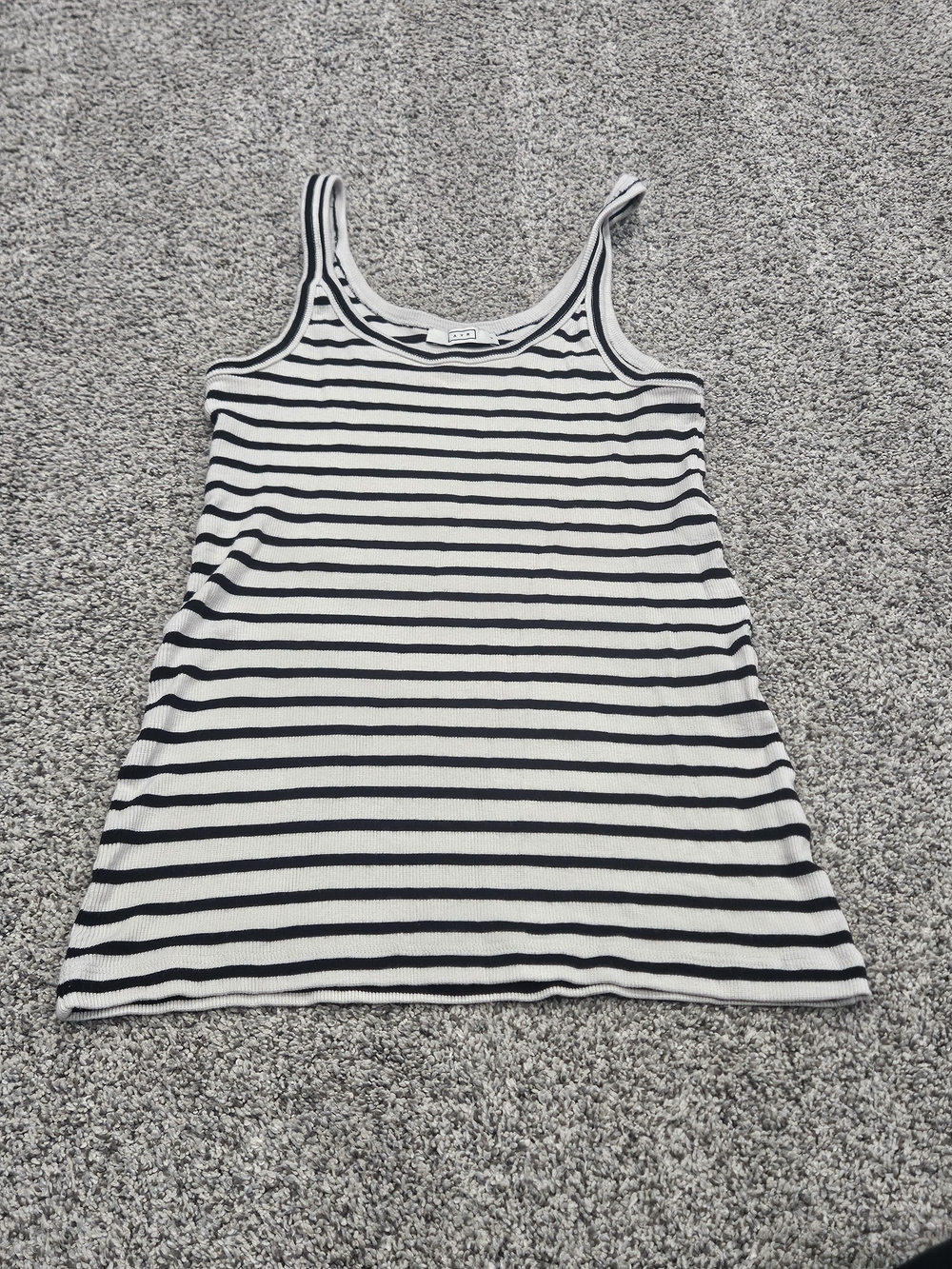 AYR Black and White Striped Ribbed Tank Top